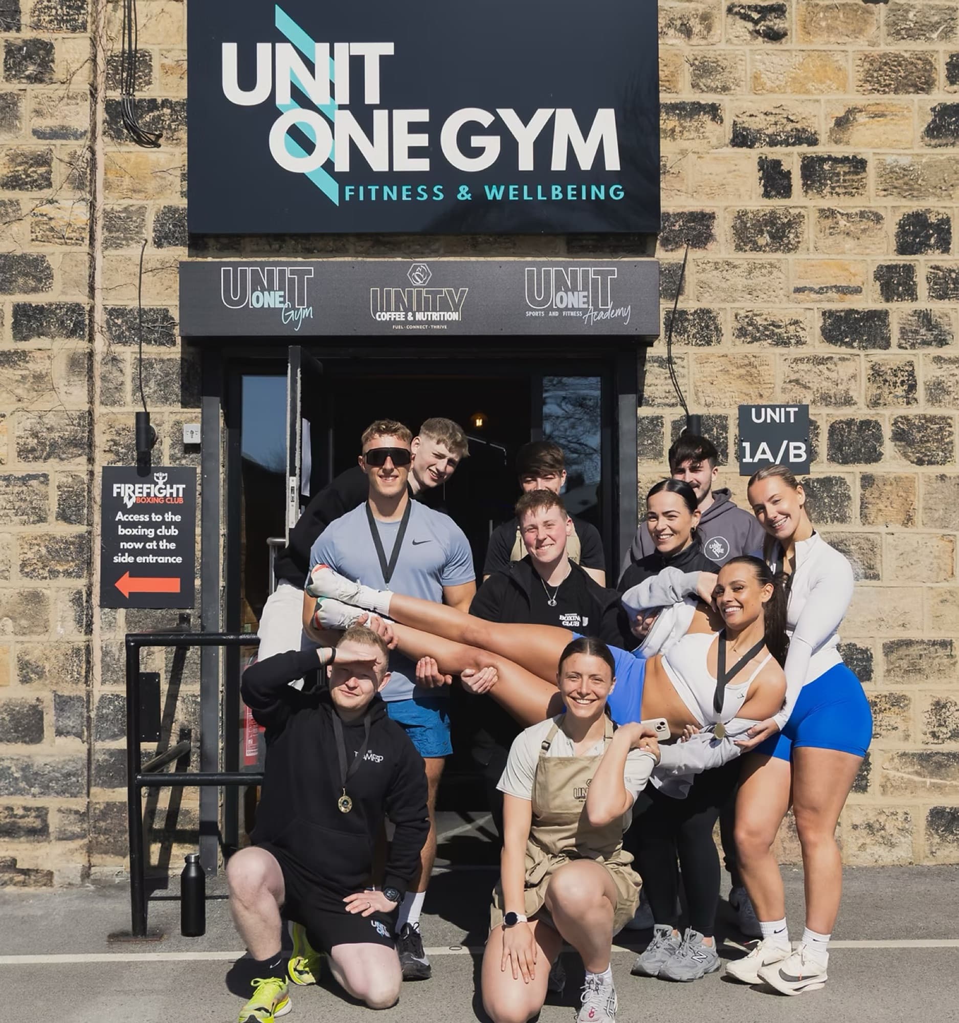 The Unit One Gym team outside the gym in Guiseley